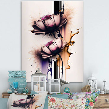 Pink Daisy Flower On Abstract Fusion I - Traditional Wall Art Prints